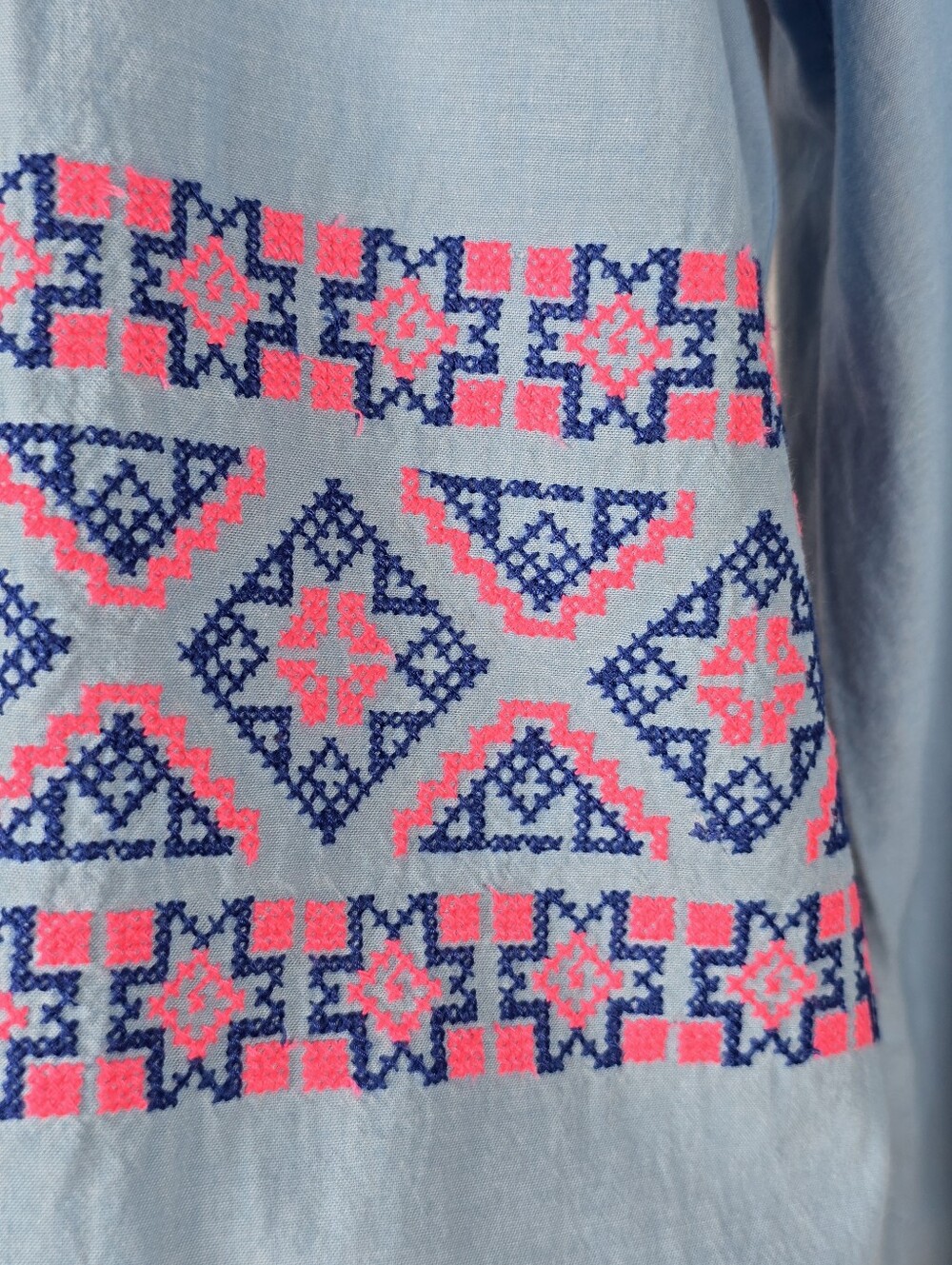 Lilly Pulitzer Cecile Pink Embroidered Tunic Zanzibar Blue Sz.S Boho Peasant Top - Picture 5 of 11